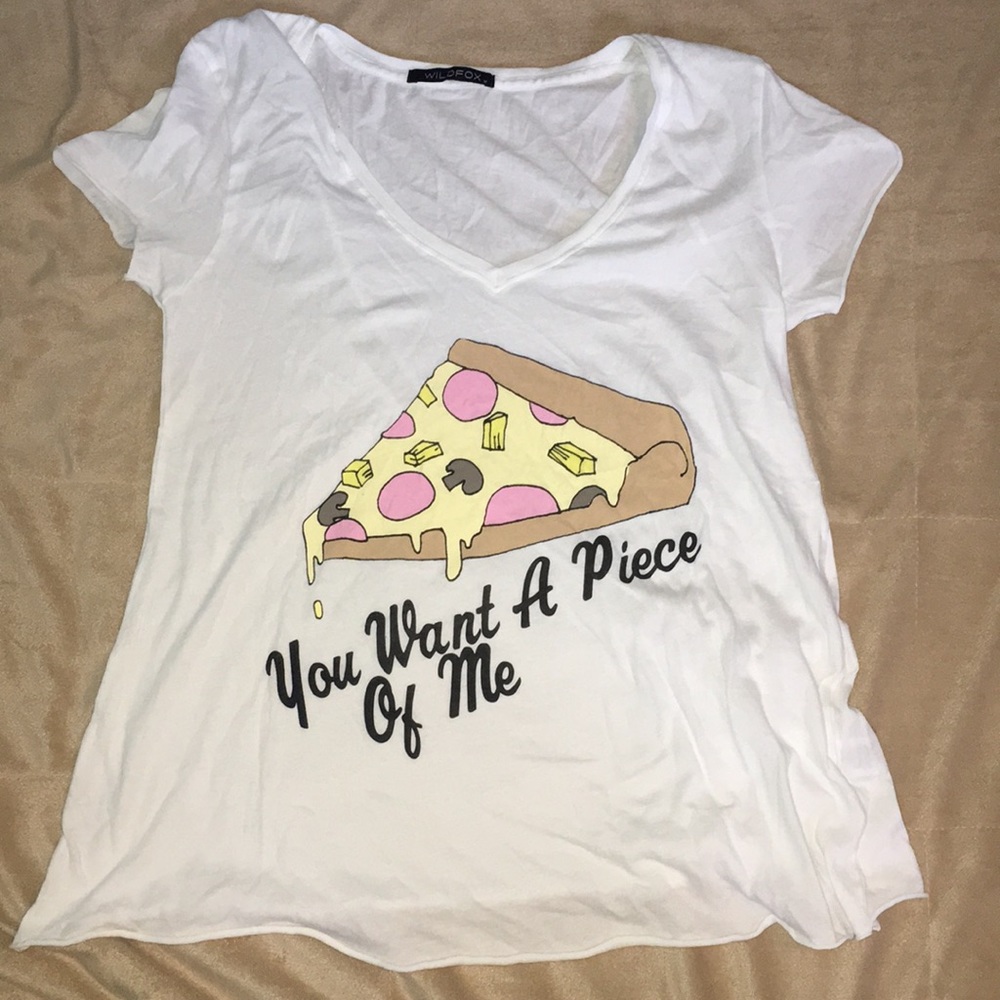Wild fox “you want a piece of me” v neck  tee